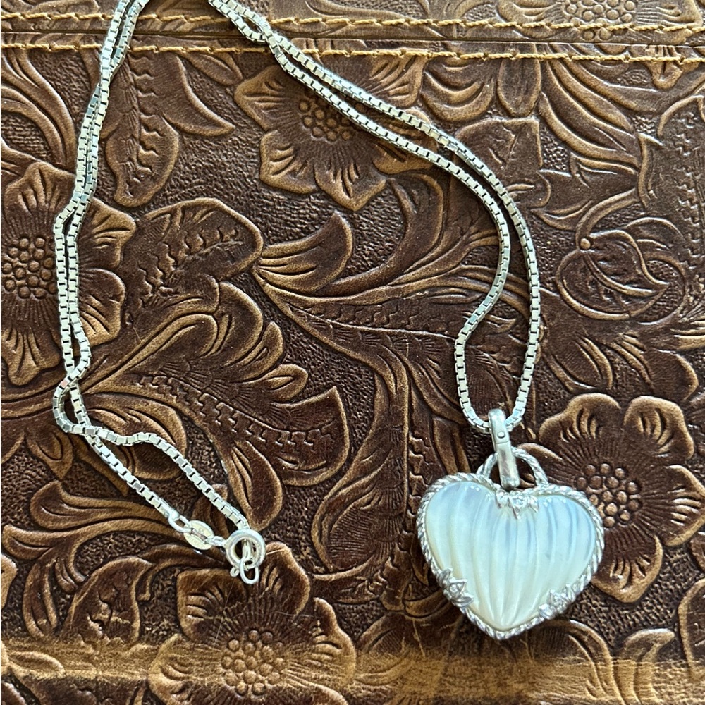 Judith Ripka Silver mother of pearl Heart Necklace